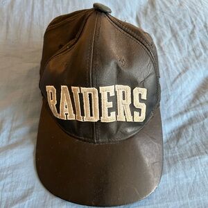 Vintage 90s Starter Oakland Raiders Genuine Leather strap back Hat  Adjustable